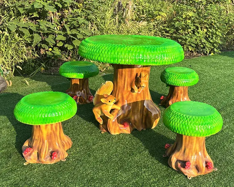 Conjunto de mesa y sillas tronco