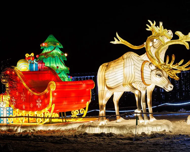 Trineo de Papá Noel con renos luminoso LED